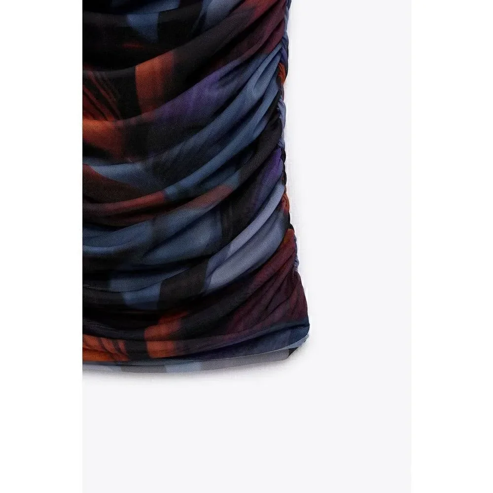 PRINTED TULLE SKIRT ZARA RED AND BLUE